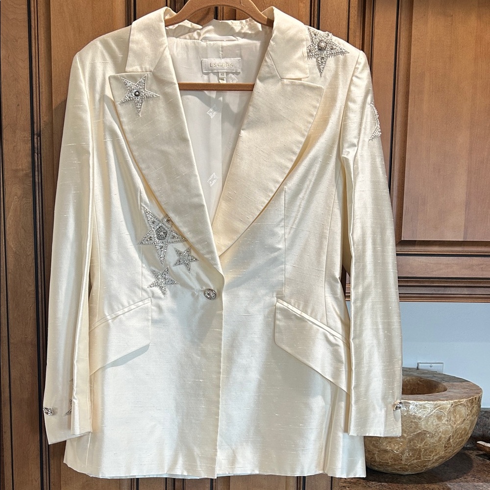 Escada Cream Blazer with Silver Star Embellishments
